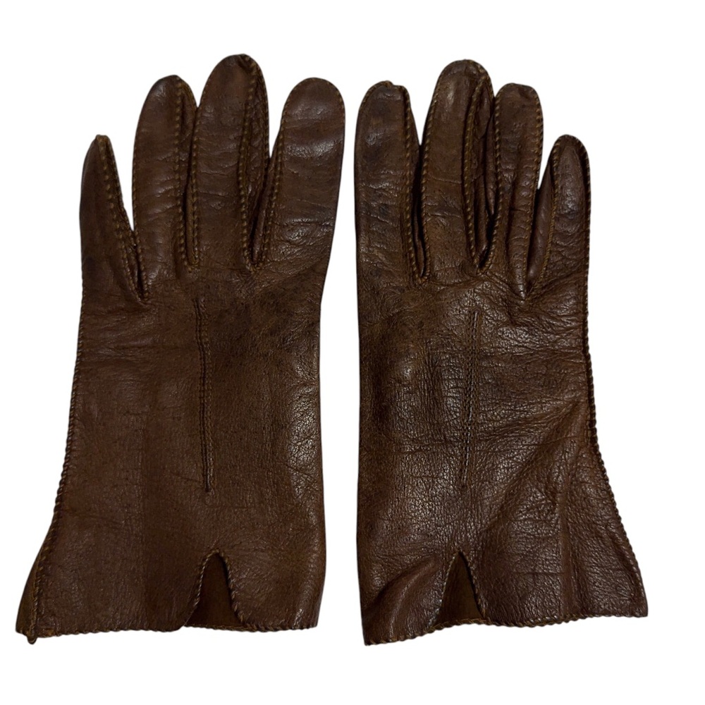 Vintage Brown Deerskin Gloves Womens Size 7 Unlined Very Soft Gift